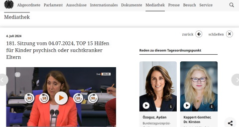Screenshot der Bundestags-Website